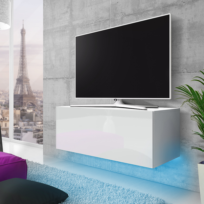  Meuble  TV Meuble  salon LANA 100 cm blanc  mat 