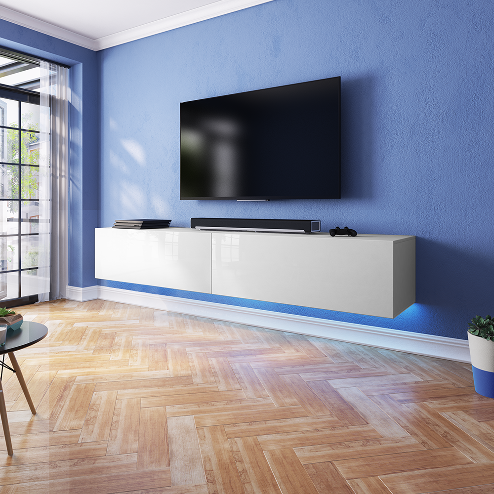 meuble suspendu tv blanc