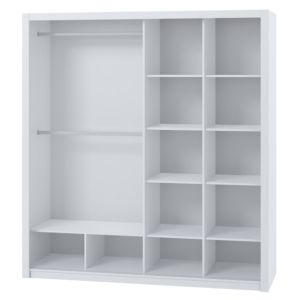 Armoire portes coulissantes RINKER 220 cm blanc avec miroir