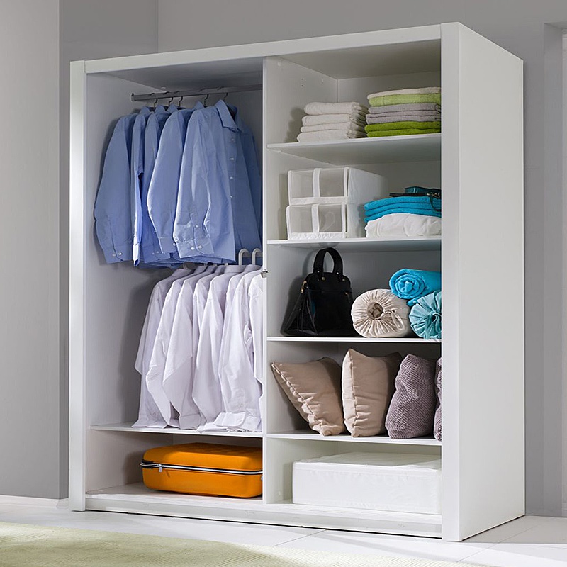 Armoire portes coulissantes ORDU 120 cm blanc avec miroir