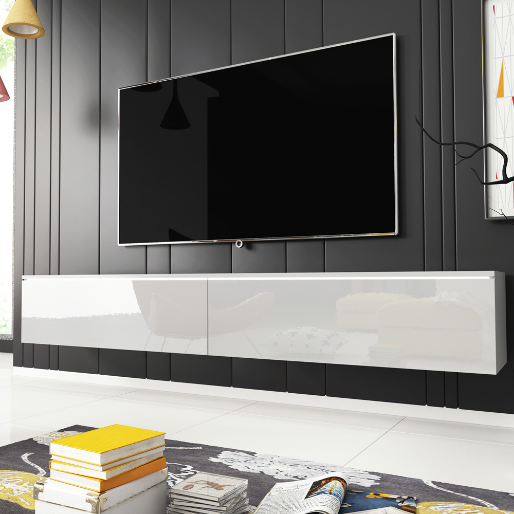  Meuble  TV  Meuble  de salon KANE 180 cm blanc  mat 