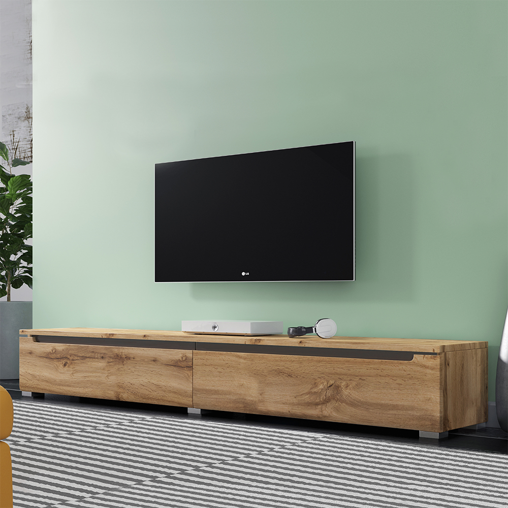 Meuble TV / Meuble de salon SWIFT 180 cm chêne wotan sans LED à suspendre ou à poser