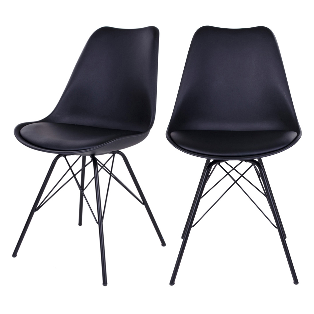 Lot de 2 chaises scandinaves  AVIHU  noir  pieds en acier noir
