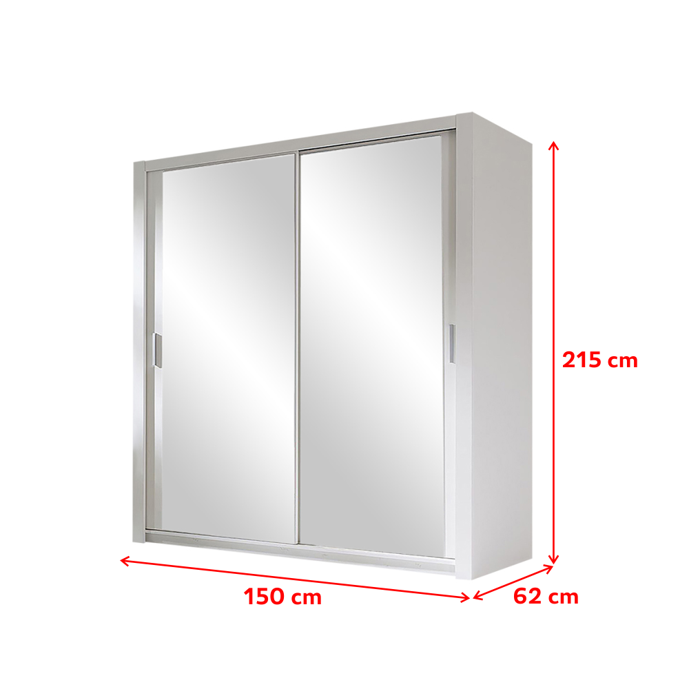 Armoire portes coulissantes ORDU 150 cm blanc avec miroir